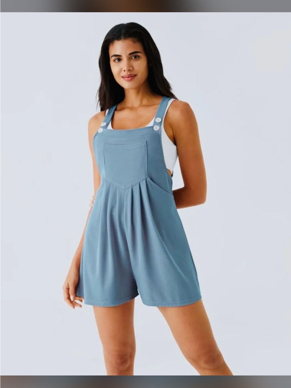 HALARA Dusty Blue Short Denim-Style Women's Overalls